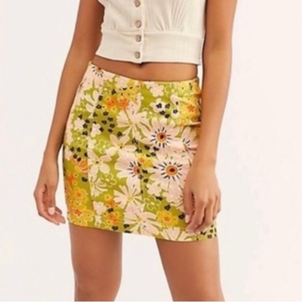 Free People Floral Mini Skirt